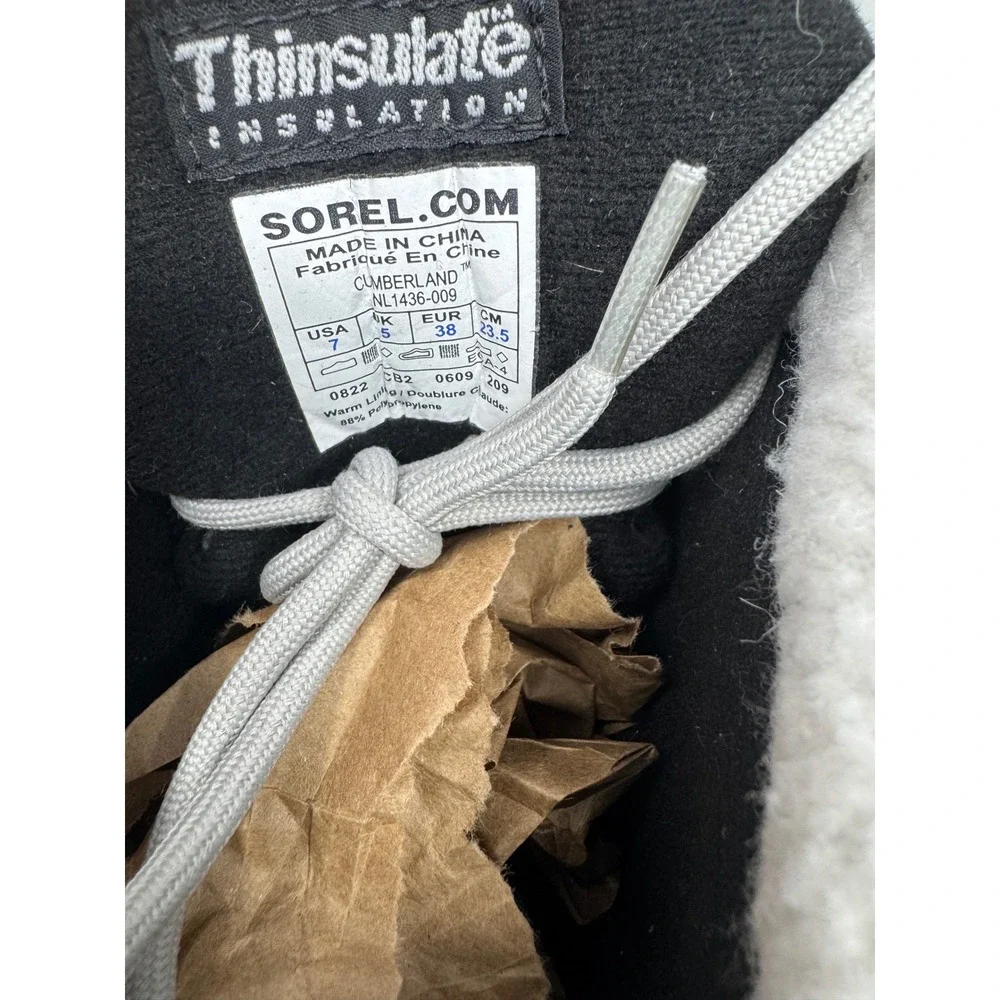 🔥Sorel🖤🩶🖤 Winter Snow waterproof Boots Grey Black Thinsulate ⭐️Likenew 7‎